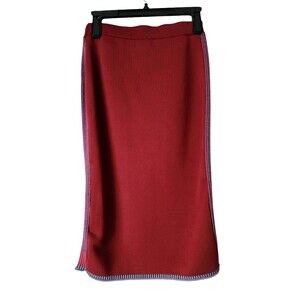 Diane Von Furstenberg Womens Knit Straight Skirt Burgundy Red Stretch DVF Size S